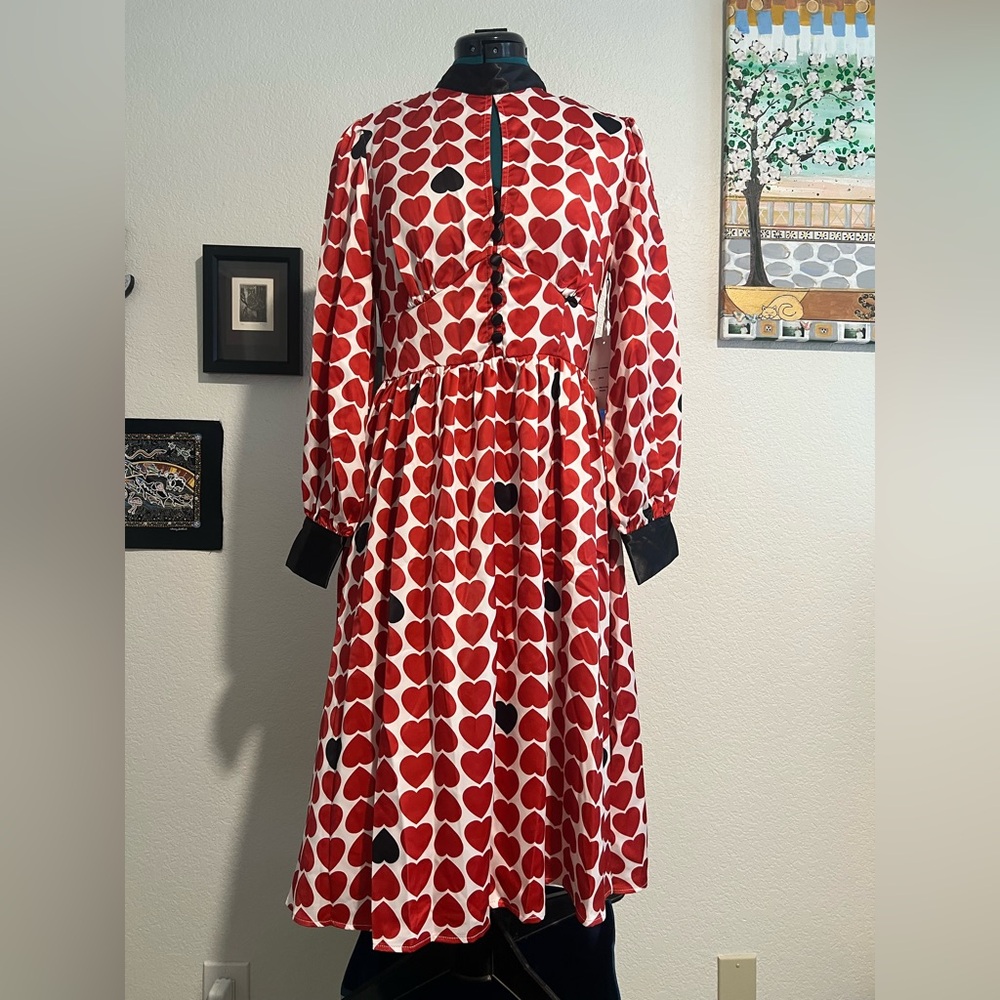 Unique Vintage Red and Black Heart Dress
